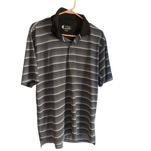 IZOD XFG Men's M Black & White Striped Short Sleeve Golf Polo